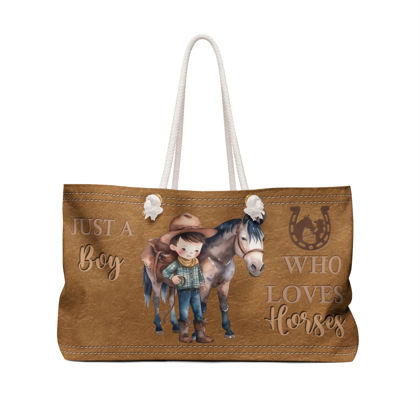 Personalised Weekender Bag, Western, Just a Boy Who loves Horses, Large Weekender Bag, Beach Bag, Book Bag