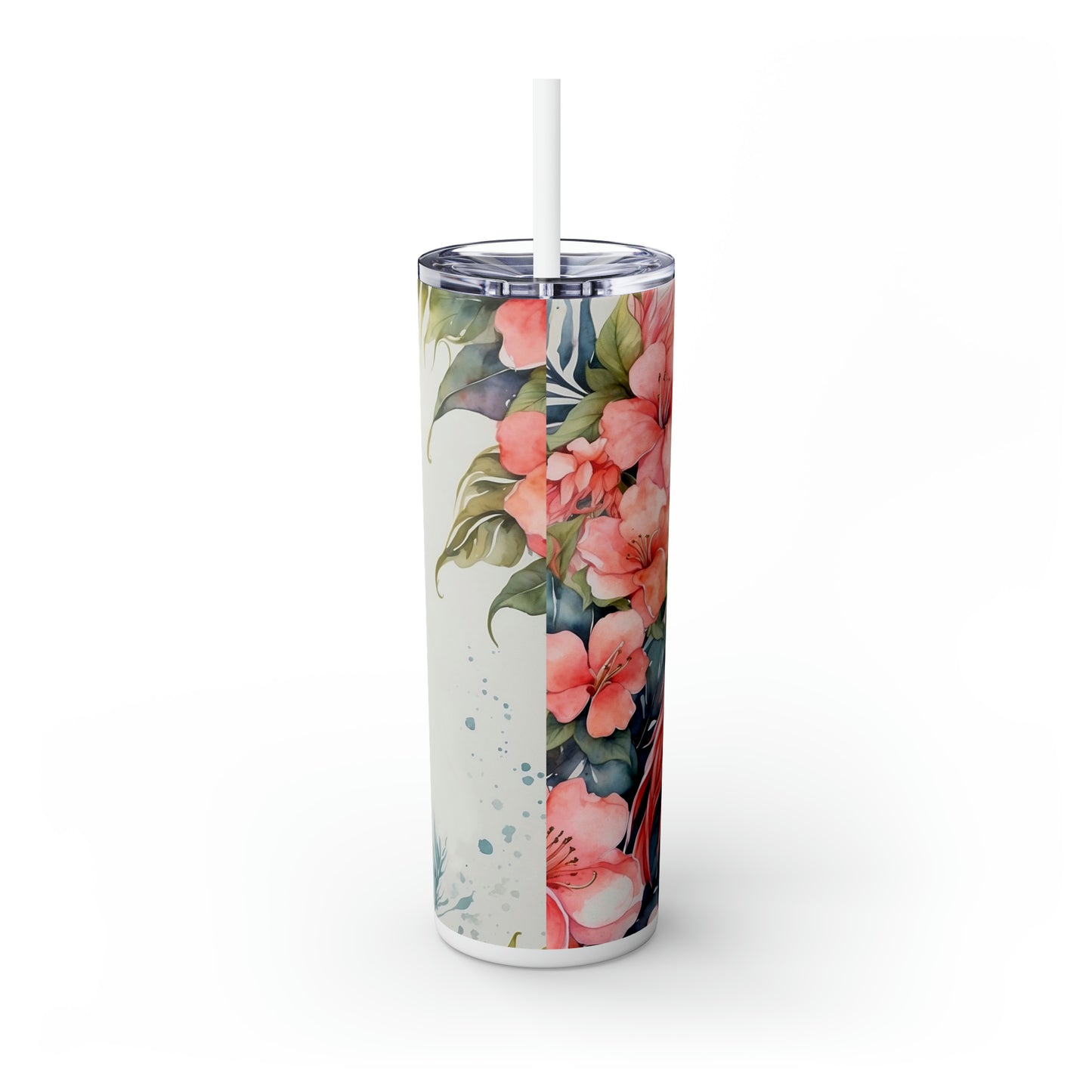 Skinny Tumbler with Straw, 20oz, Flamingo, awd-702