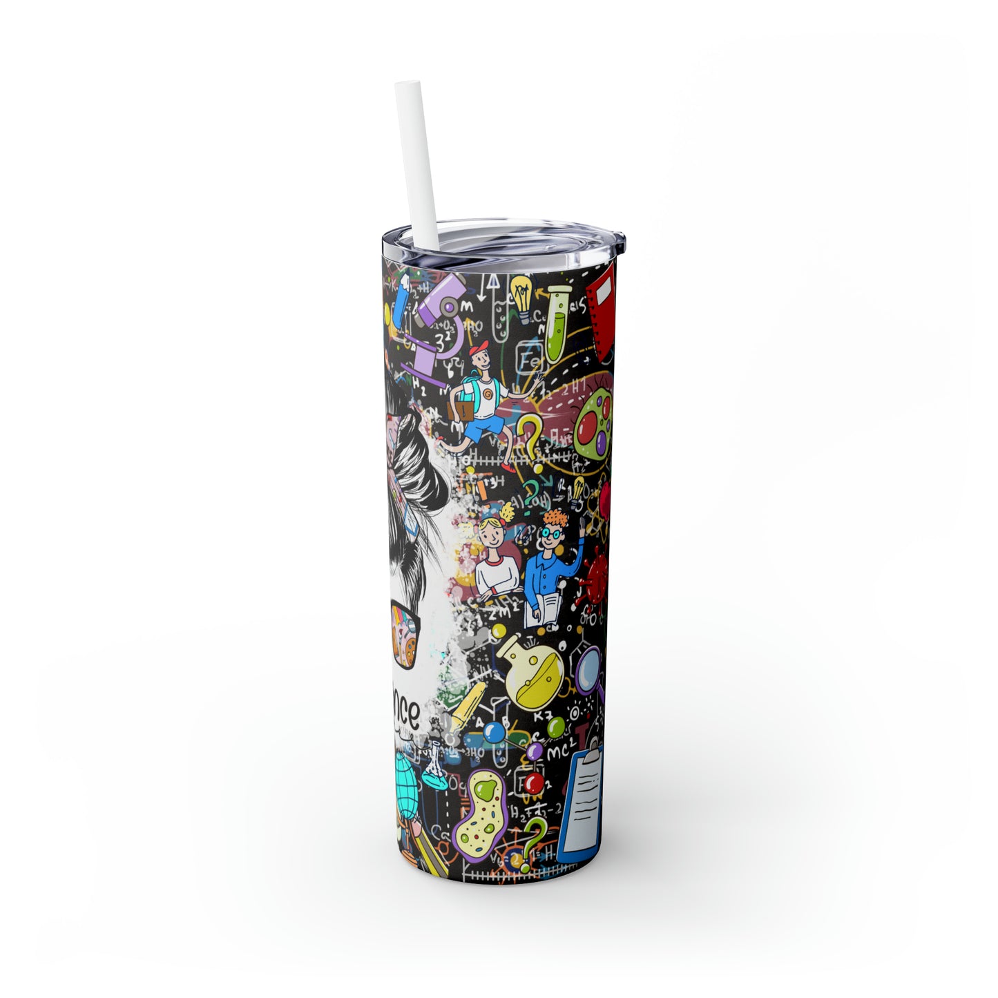 Skinny Tumbler with Straw, 20oz,  Science Teacher