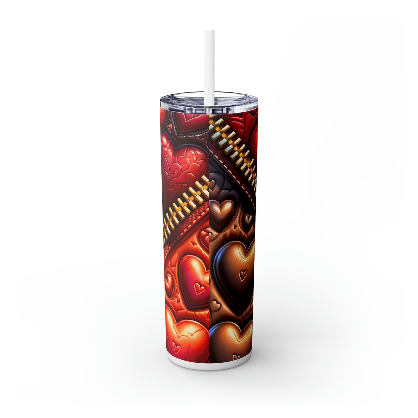 Skinny Tumbler with Straw, 20oz, Cat, Valentines Day, awd-911