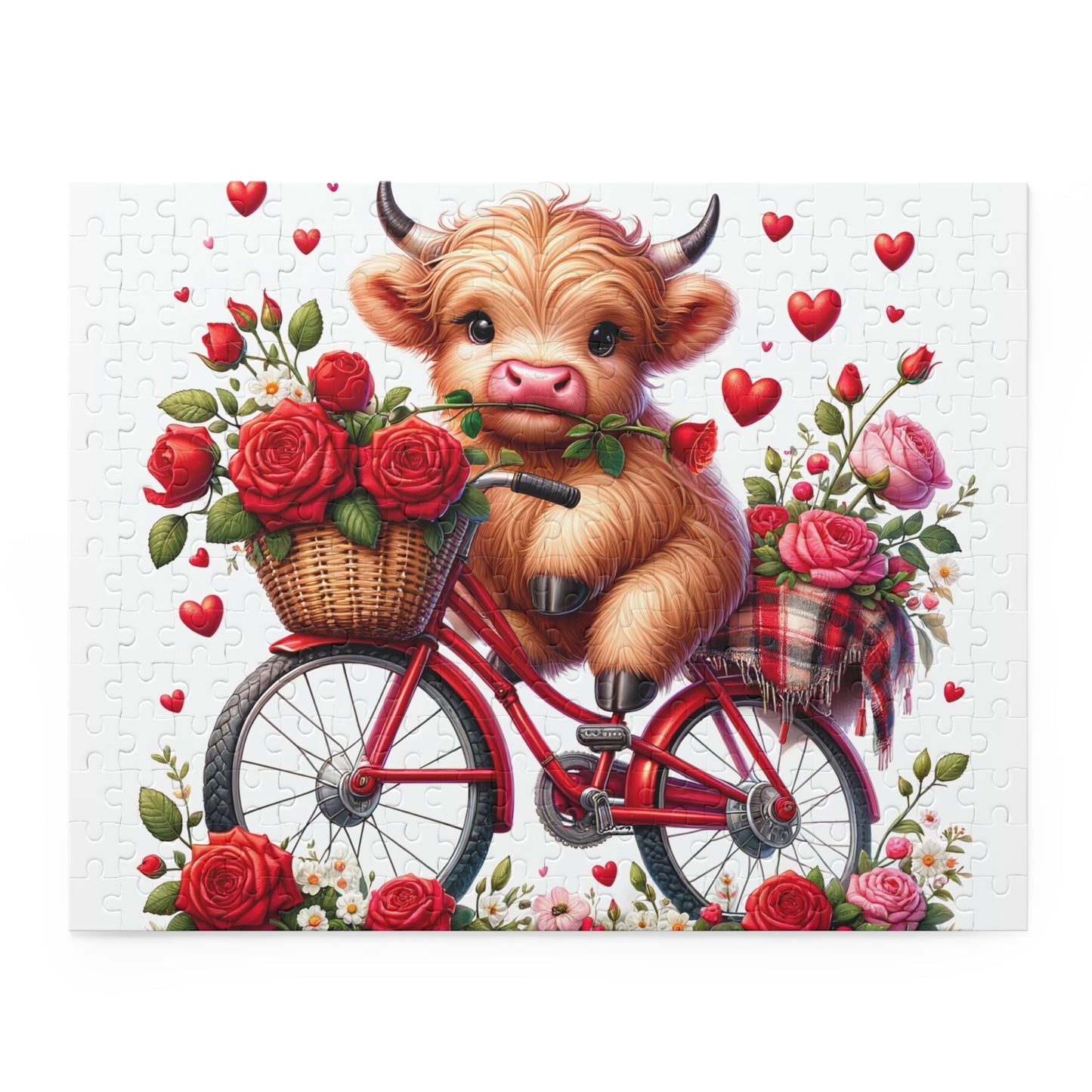 Puzzle, Highland Cow on Bike  (120, 252, 500-Piece) awd-611