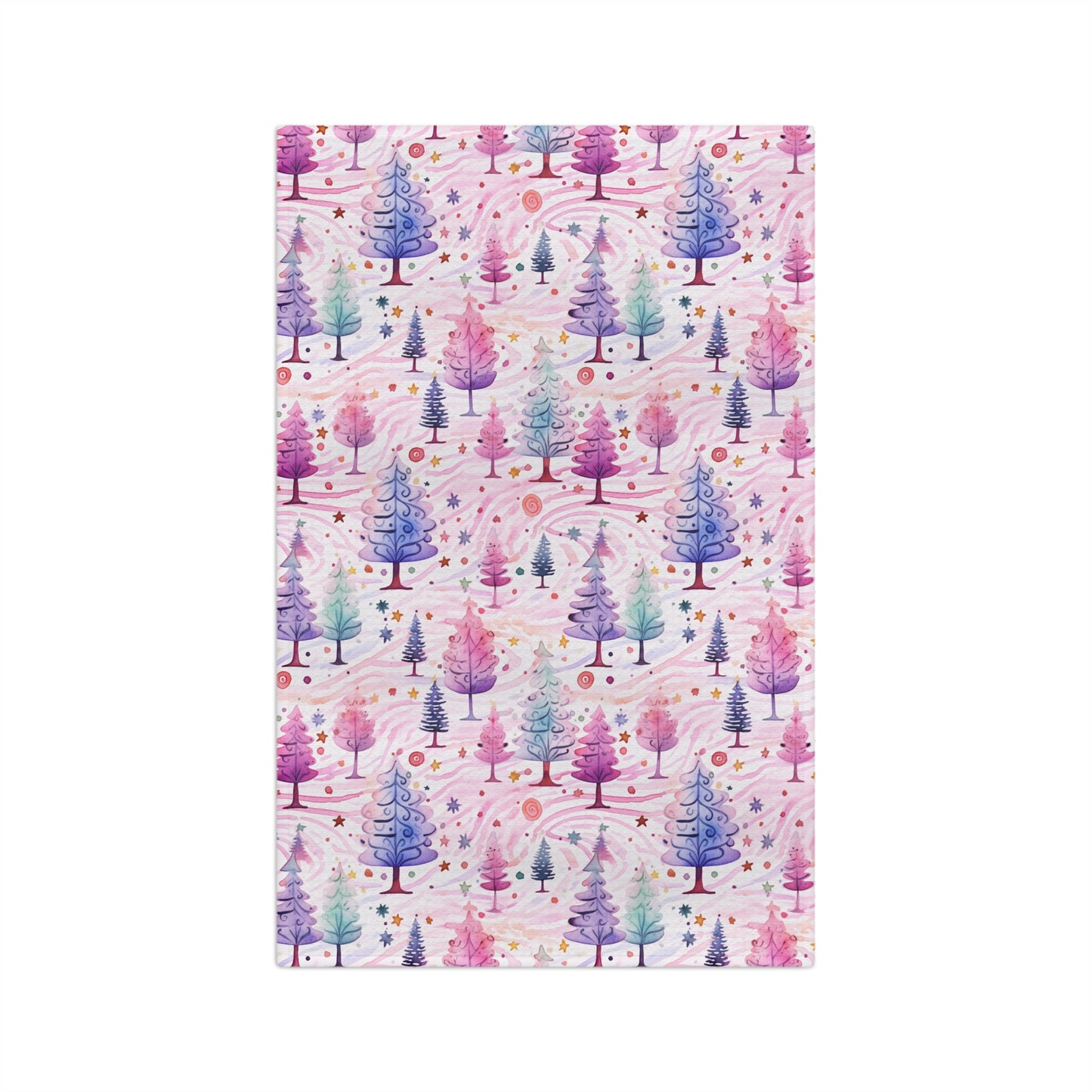 Microfiber Tea Towel, Pink Christmas Trees