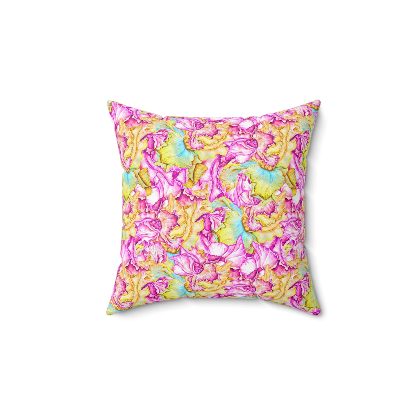 Spun Polyester Square Pillow, Iris Flower Cushion