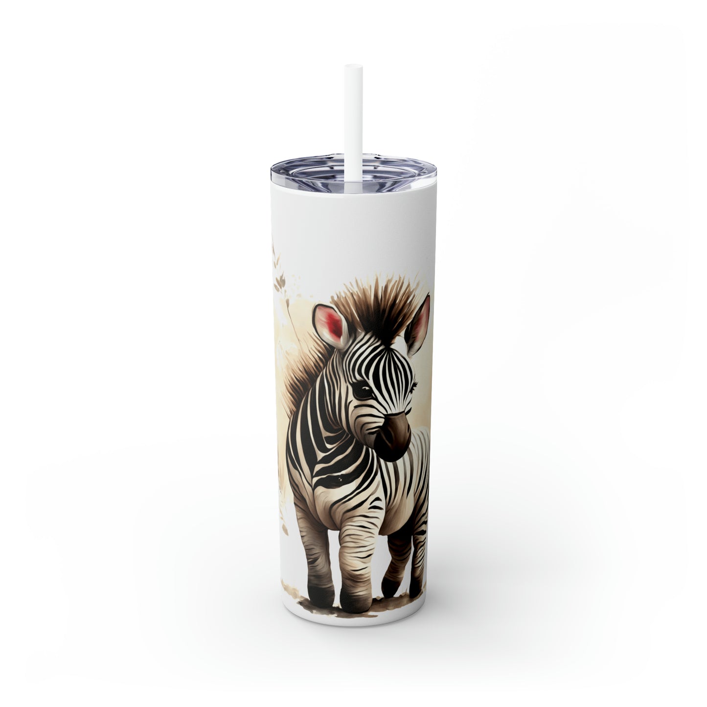 Skinny Tumbler with Straw, 20oz, Zebra