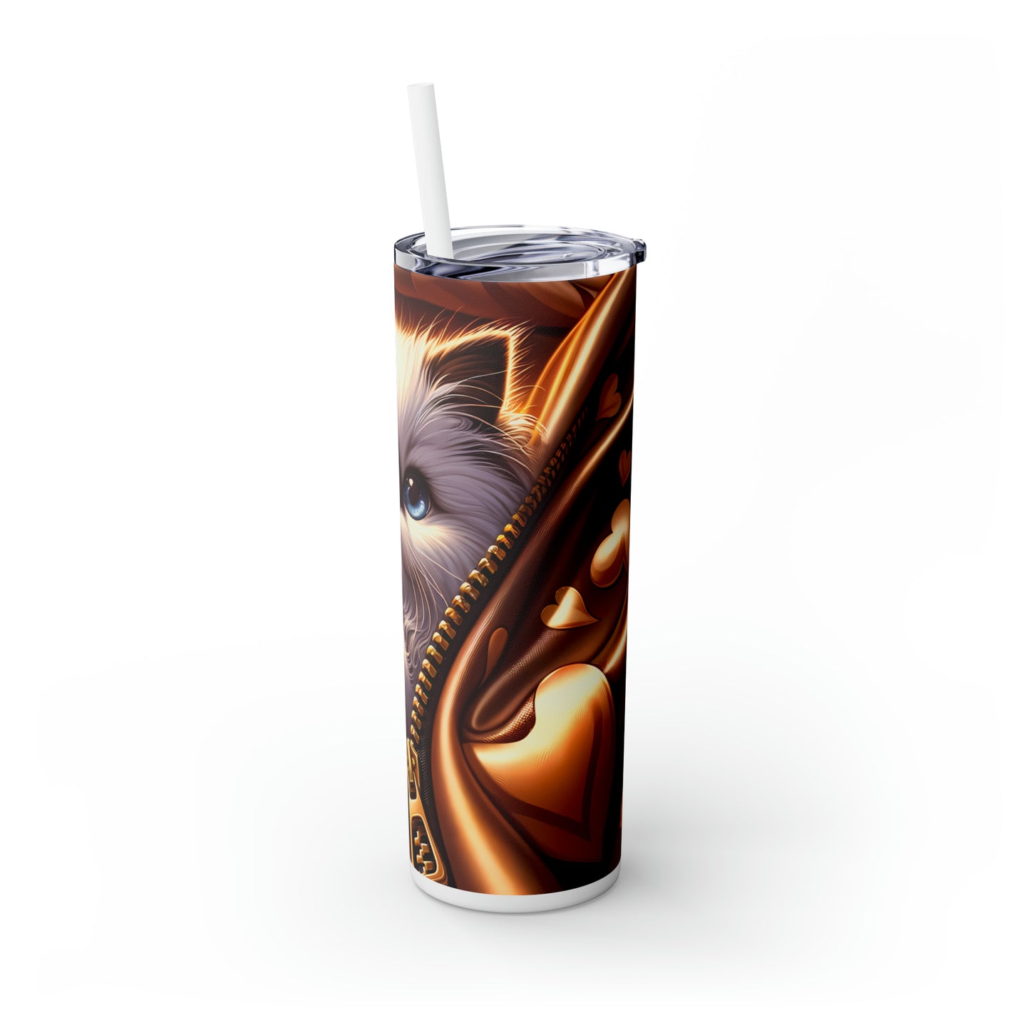 Skinny Tumbler with Straw, 20oz, Cat, Valentines Day, awd-935