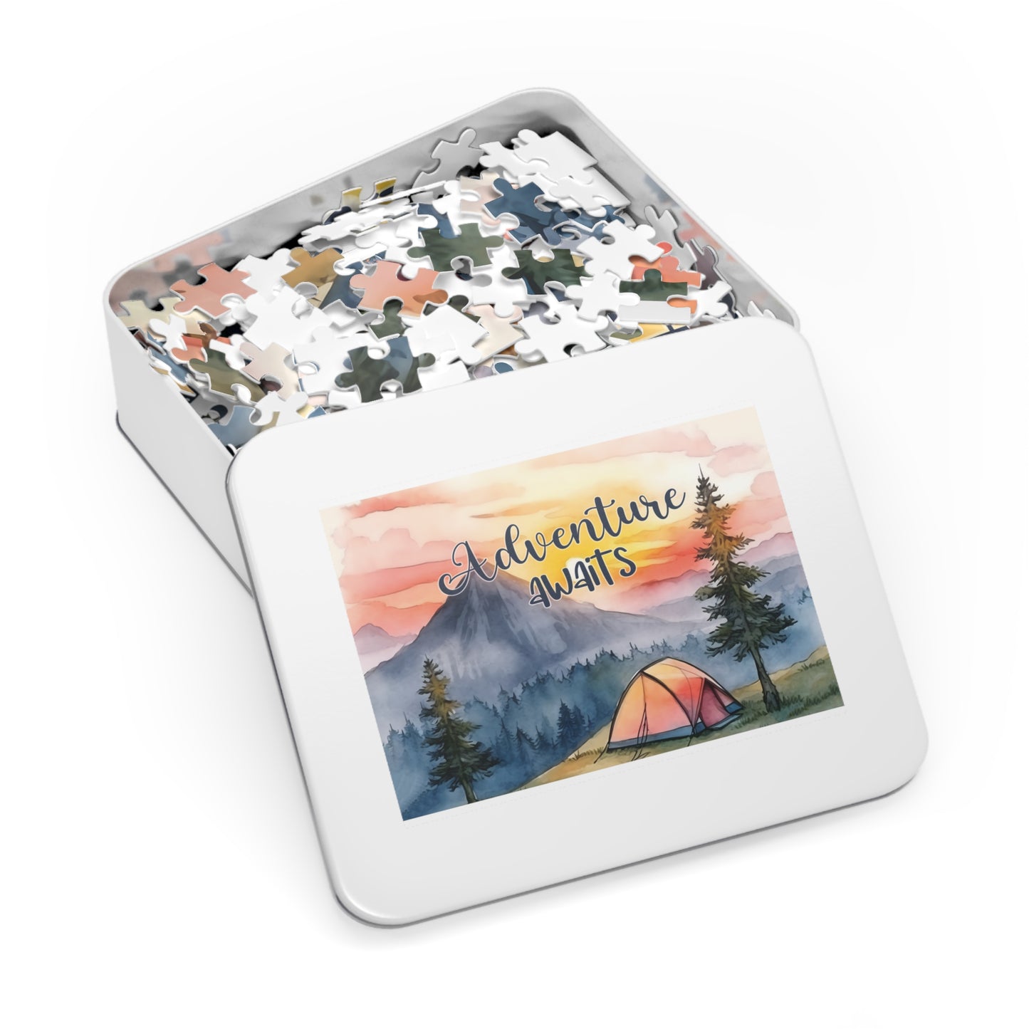 Jigsaw Puzzle, Camping, Adventure Awaits, Personalised/Non-Personalised (30, 110, 252, 500,1000-Piece)