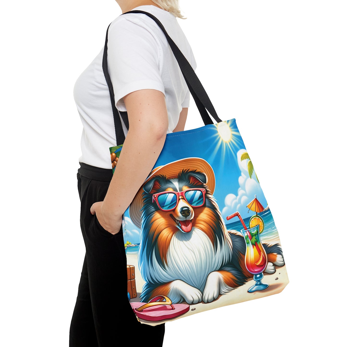 Tote Bag, Dog on Beach, Sheltie, Tote bag, awd-1243