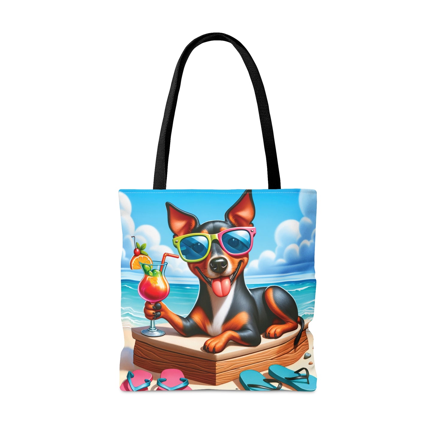 Tote Bag, Dog on Beach, Manchester Terrier, Tote bag, awd-1223