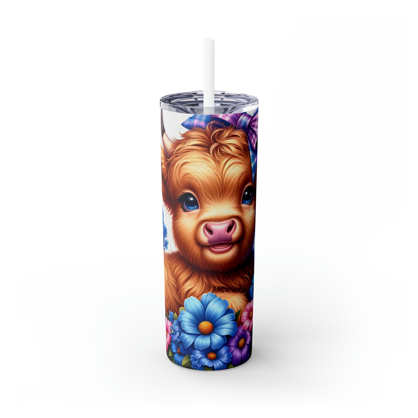 Skinny Tumbler with Straw, 20oz, Baby Highland Cow