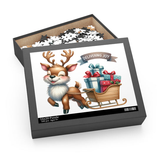 Personalised/Non-Personalised Puzzle, Christmas Reindeer (120, 252, 500-Piece)