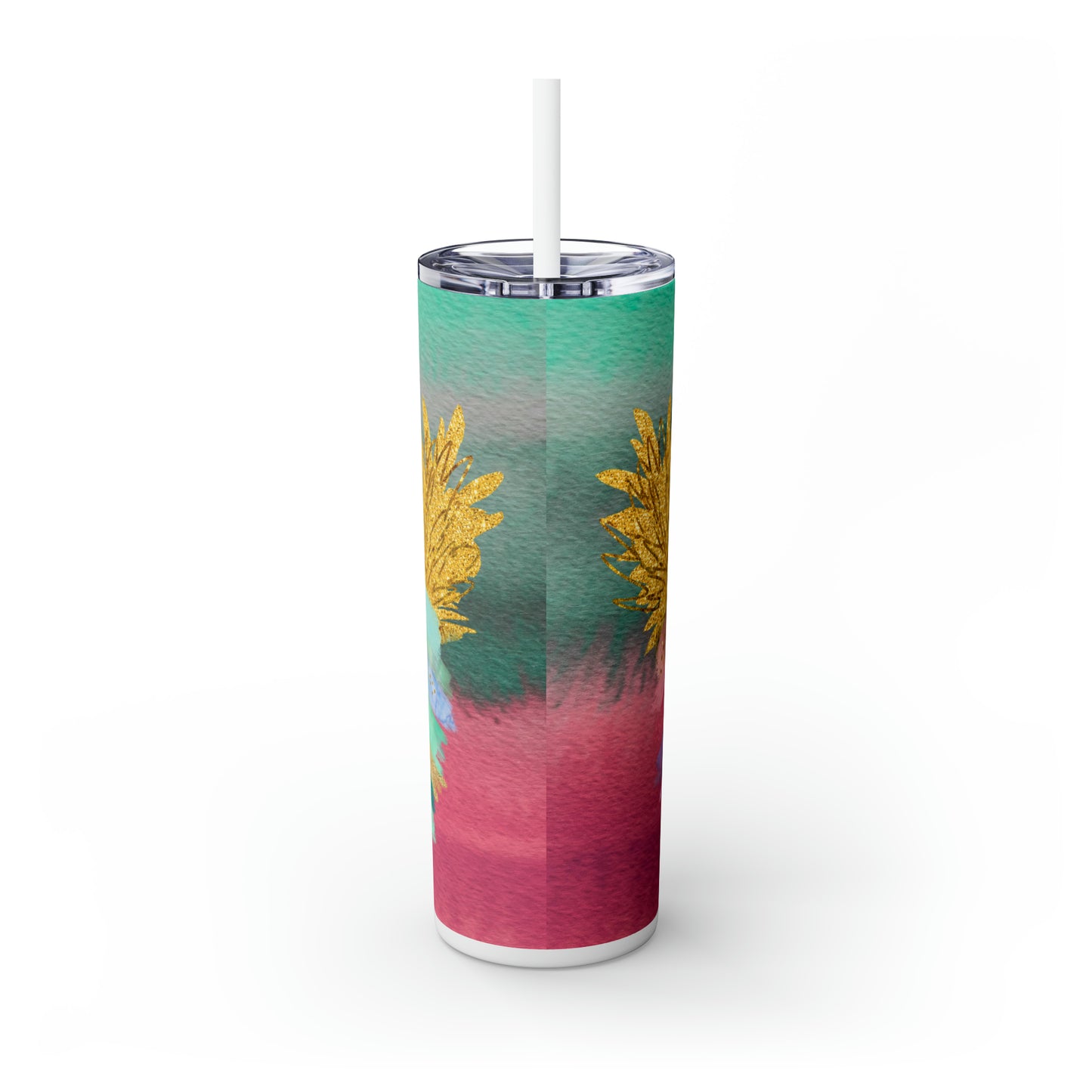 Skinny Tumbler with Straw, 20oz, Pineapples