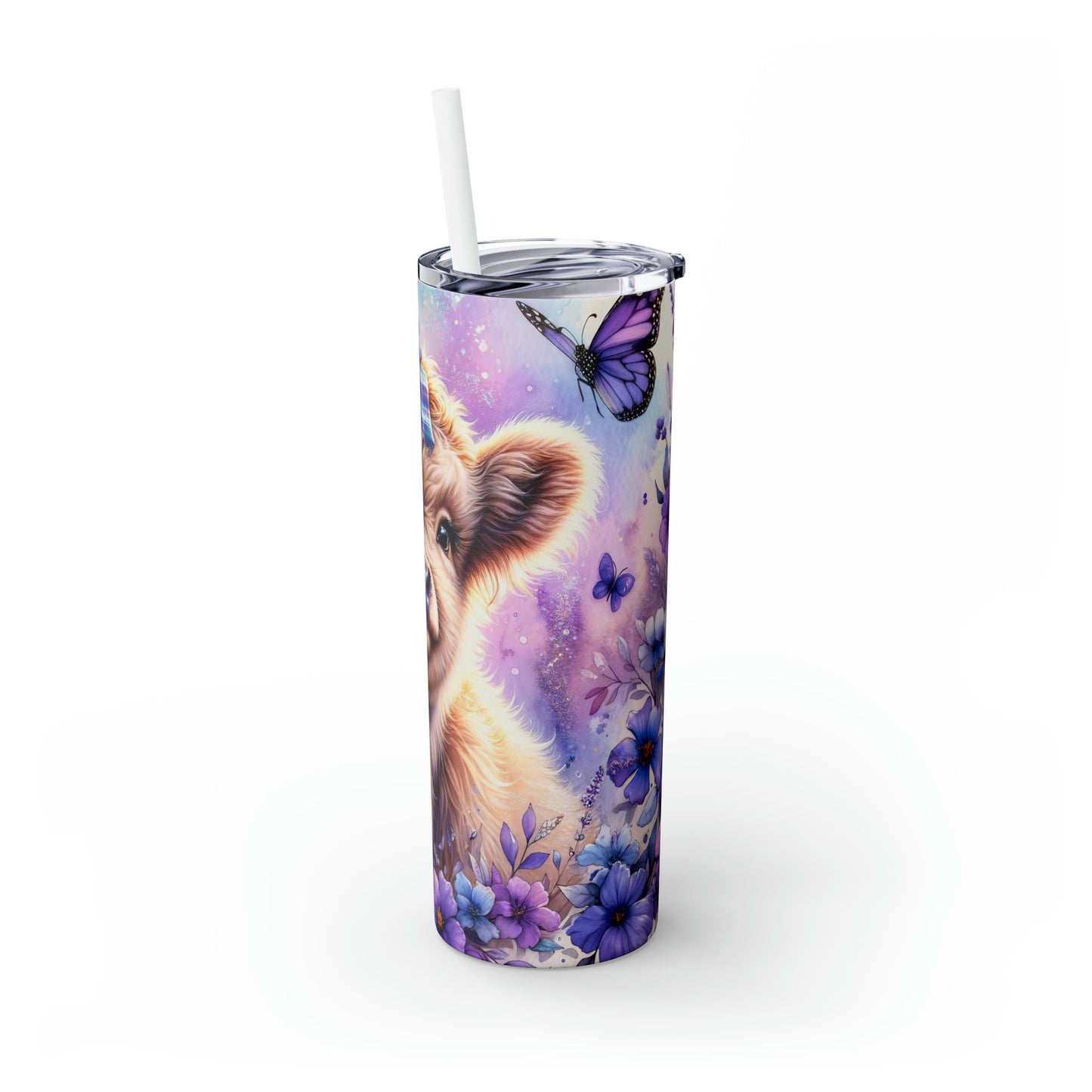 Skinny Tumbler with Straw, 20oz, Baby Highland Cow