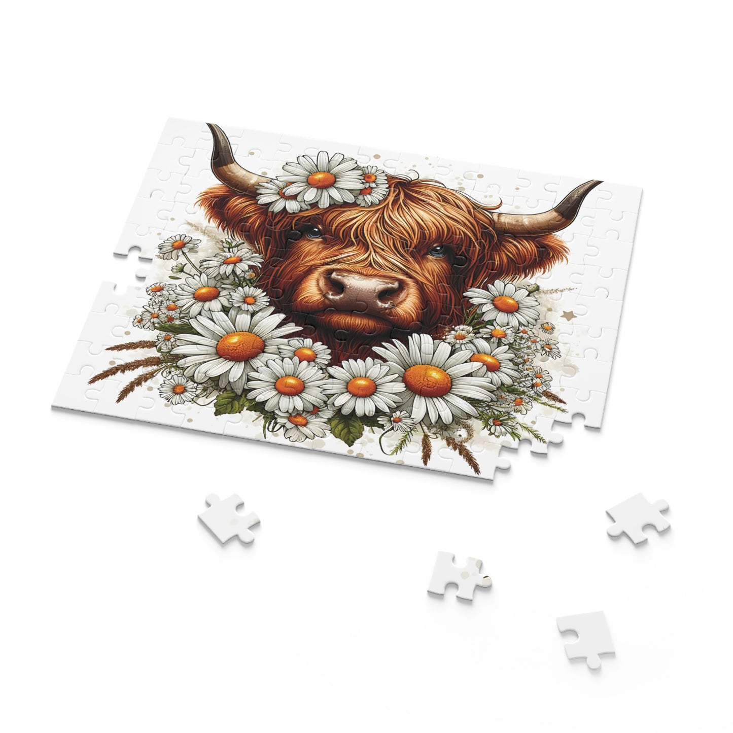 Personalised/Non-Personalised Puzzle, Highland Cow (120, 252, 500-Piece)