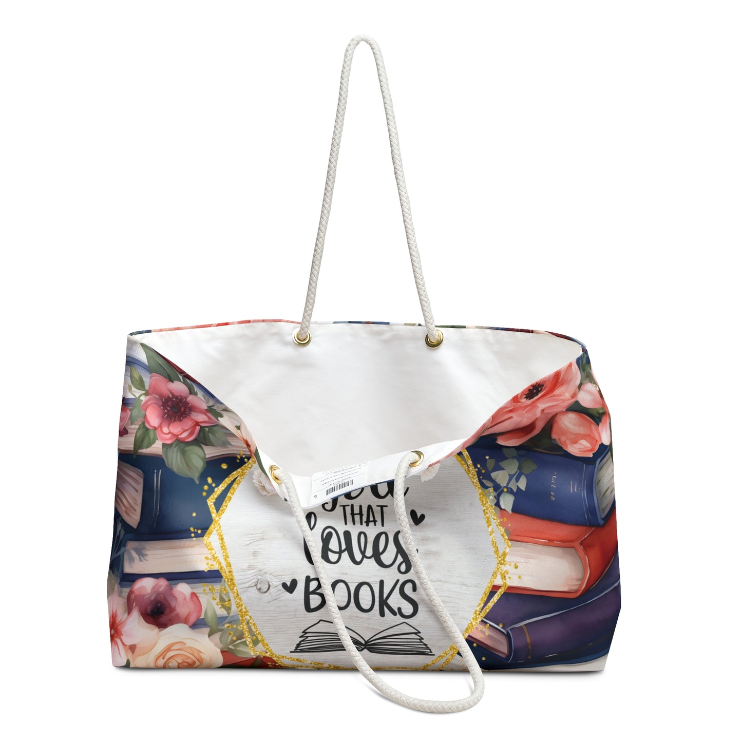 Personalised/Non-Personalised Weekender Bag, Just A Girl Who Loves Books, Large Weekender Bag, Beach Bag, Book Bag