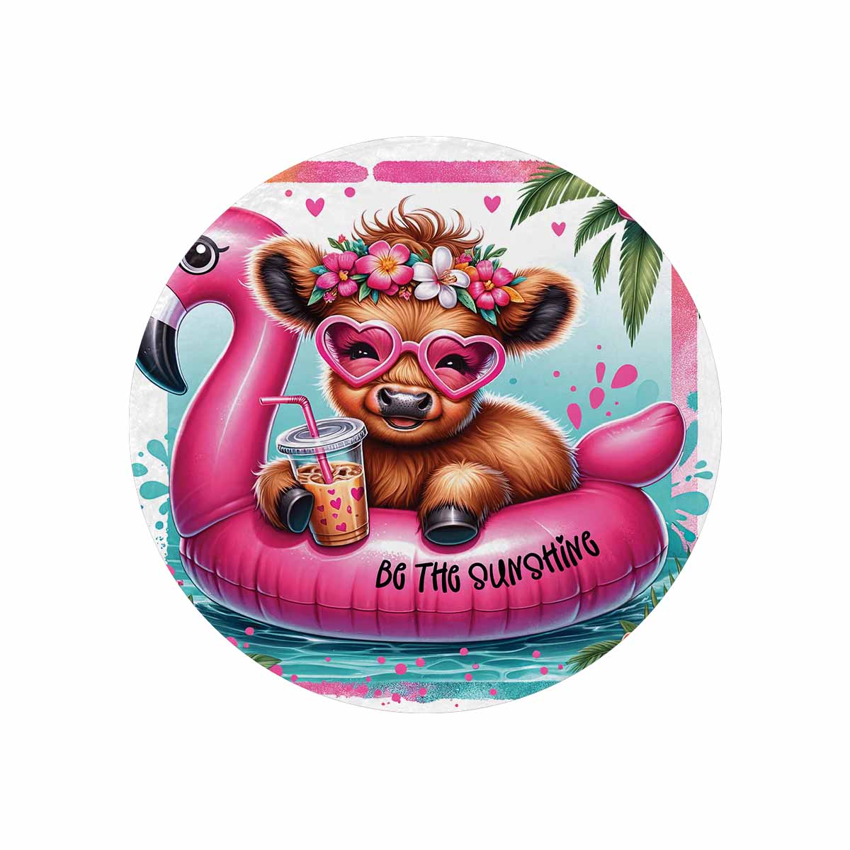 Highland Cow Awd35112  Circular Micro Fleece Blanket 60"