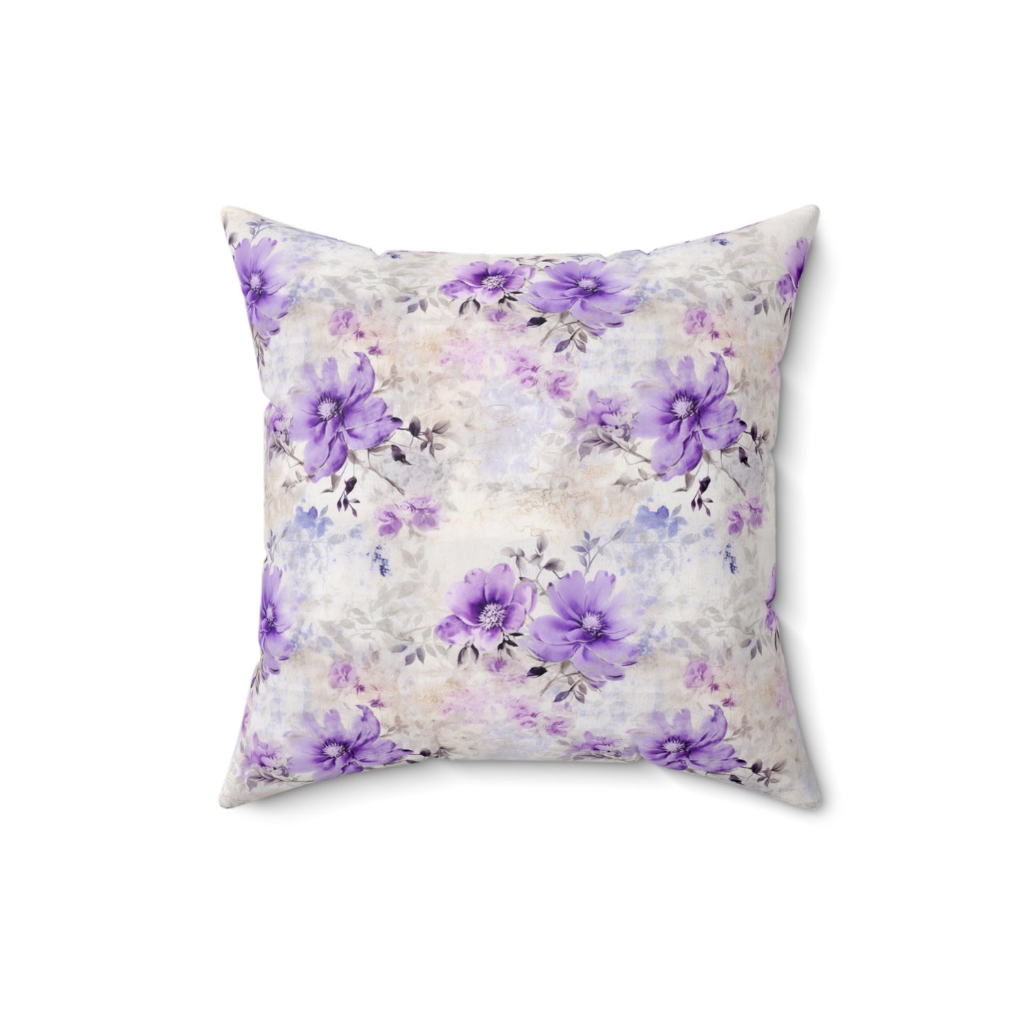 Spun Polyester Square Pillow, Floral Cushion