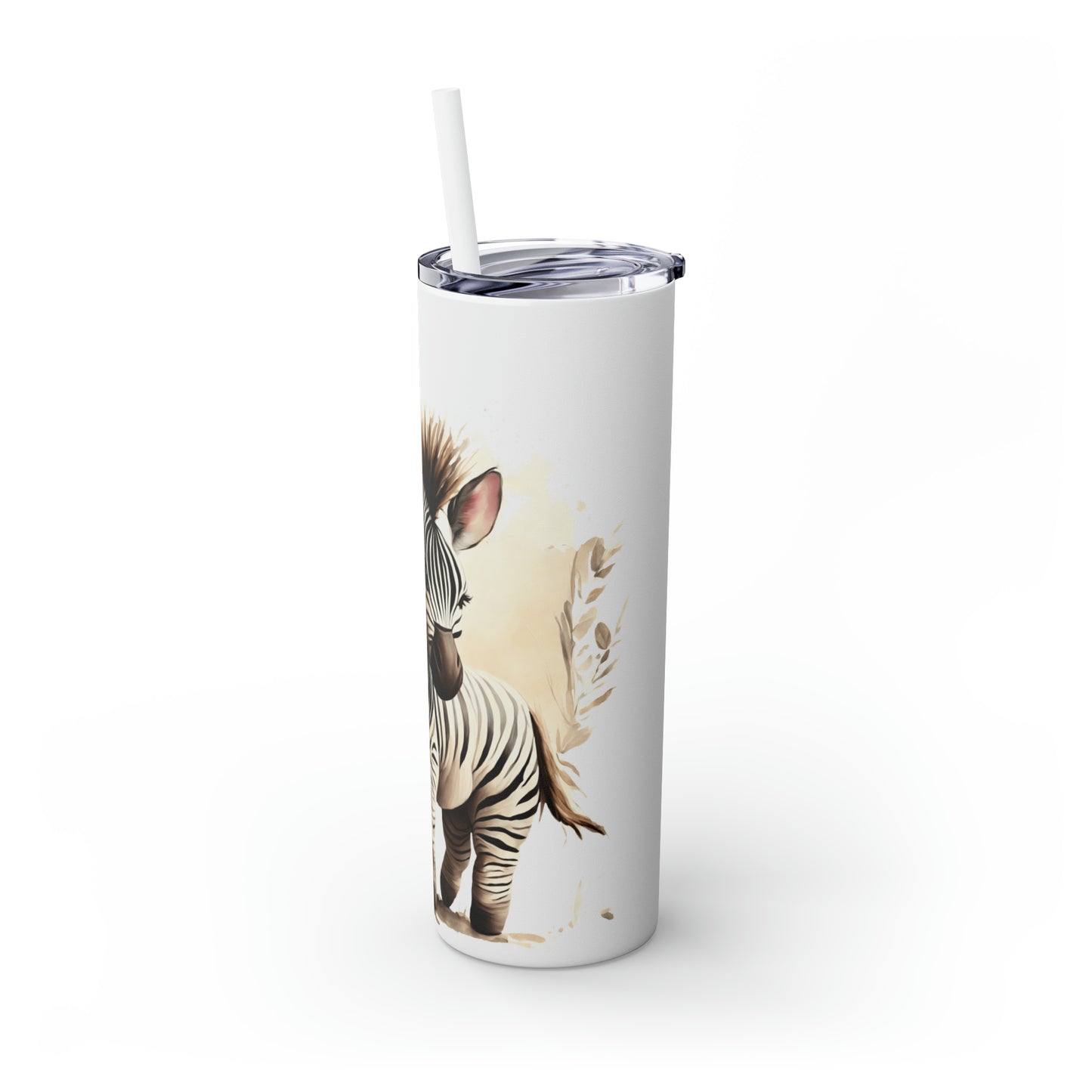 Skinny Tumbler with Straw, 20oz, Zebra