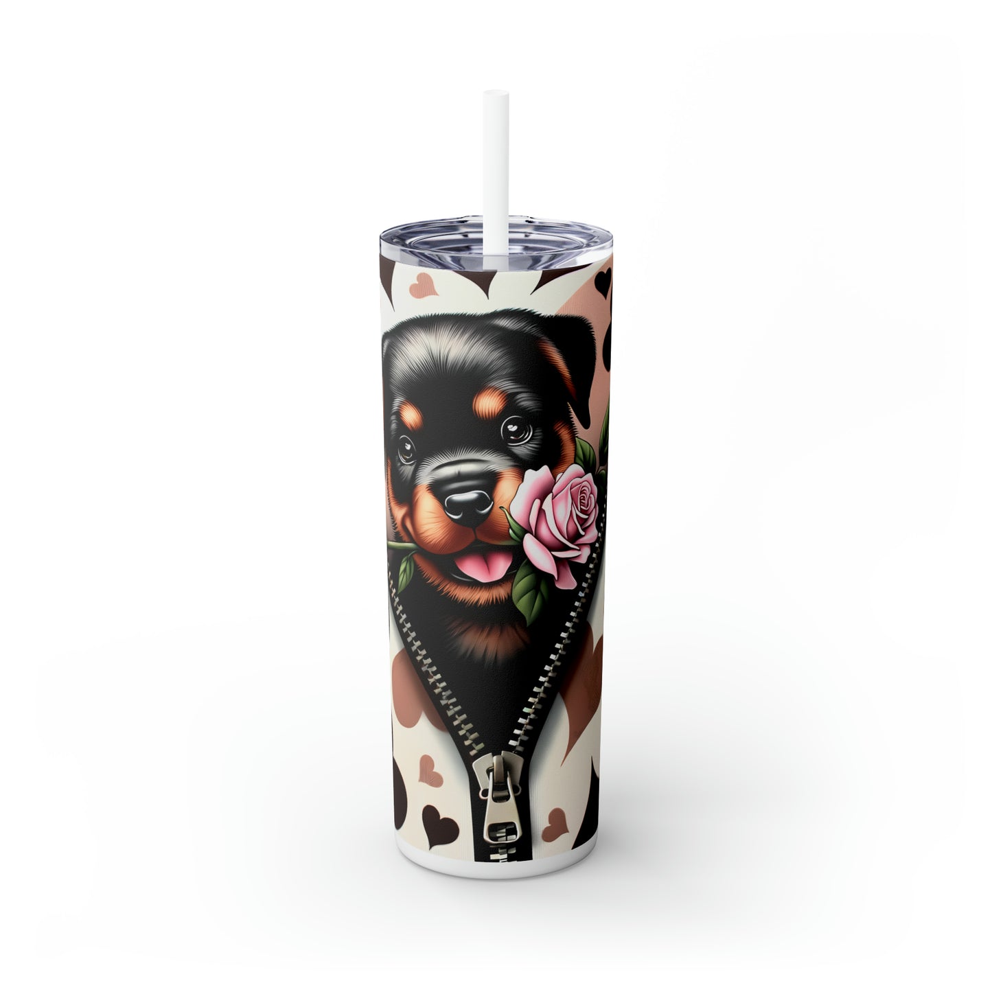 Skinny Tumbler with Straw, 20oz, Dog, Valentines Day, awd-874