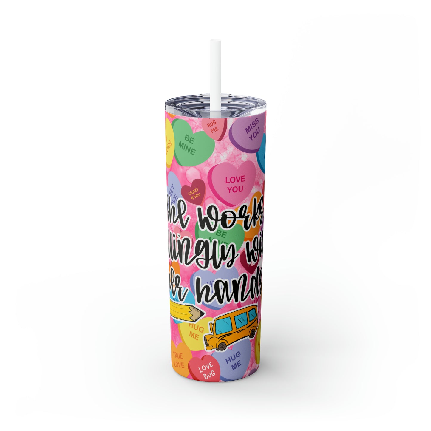 Skinny Tumbler with Straw, 20oz, Teacher