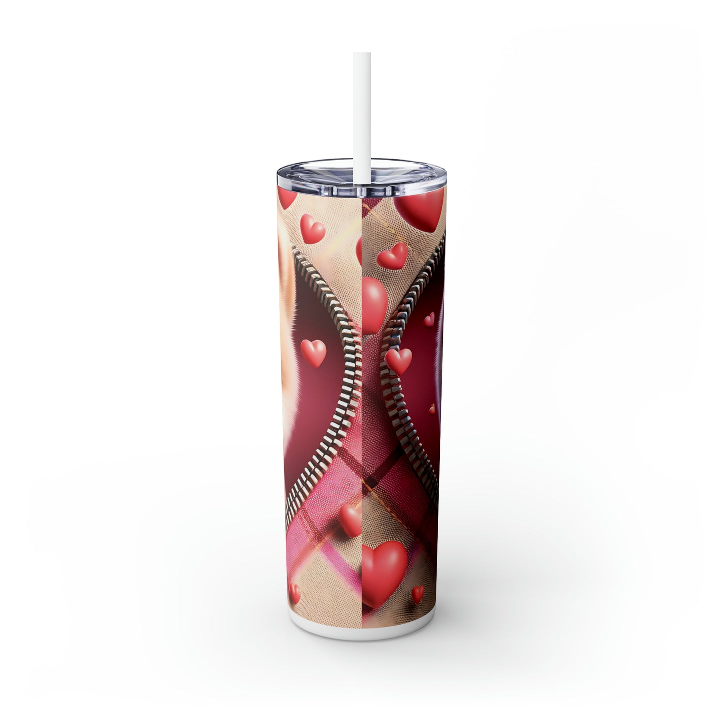 Skinny Tumbler with Straw, 20oz, Dog, Valentines Day, awd-1134