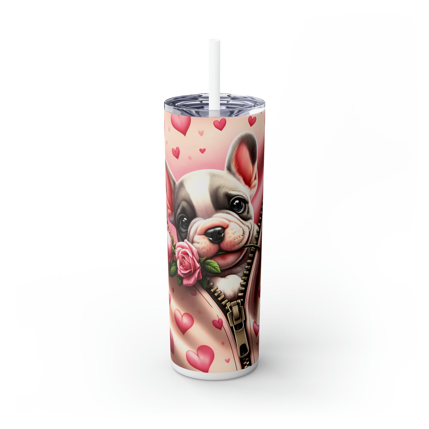 Skinny Tumbler with Straw, 20oz, Dog, Valentines Day, awd-864