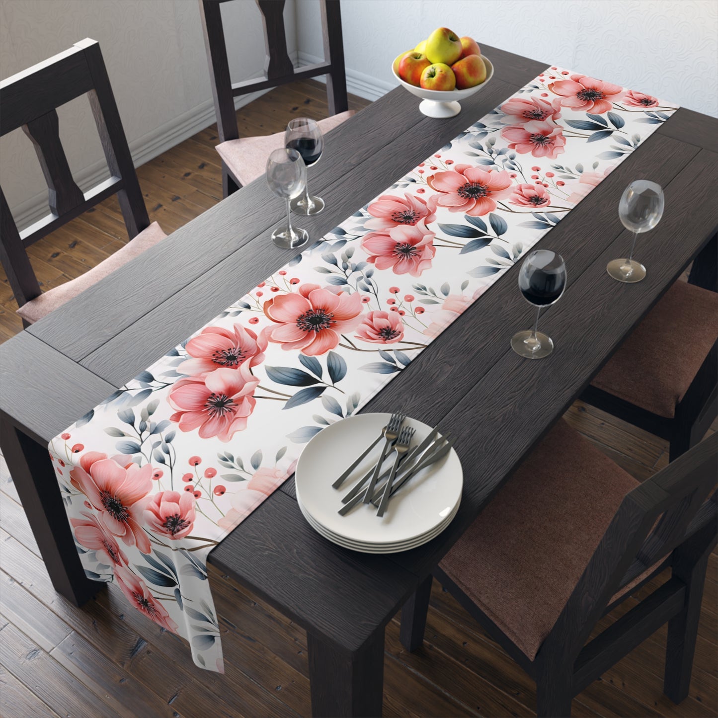 Floral Table Runner, Cotton Twill and Poly Available