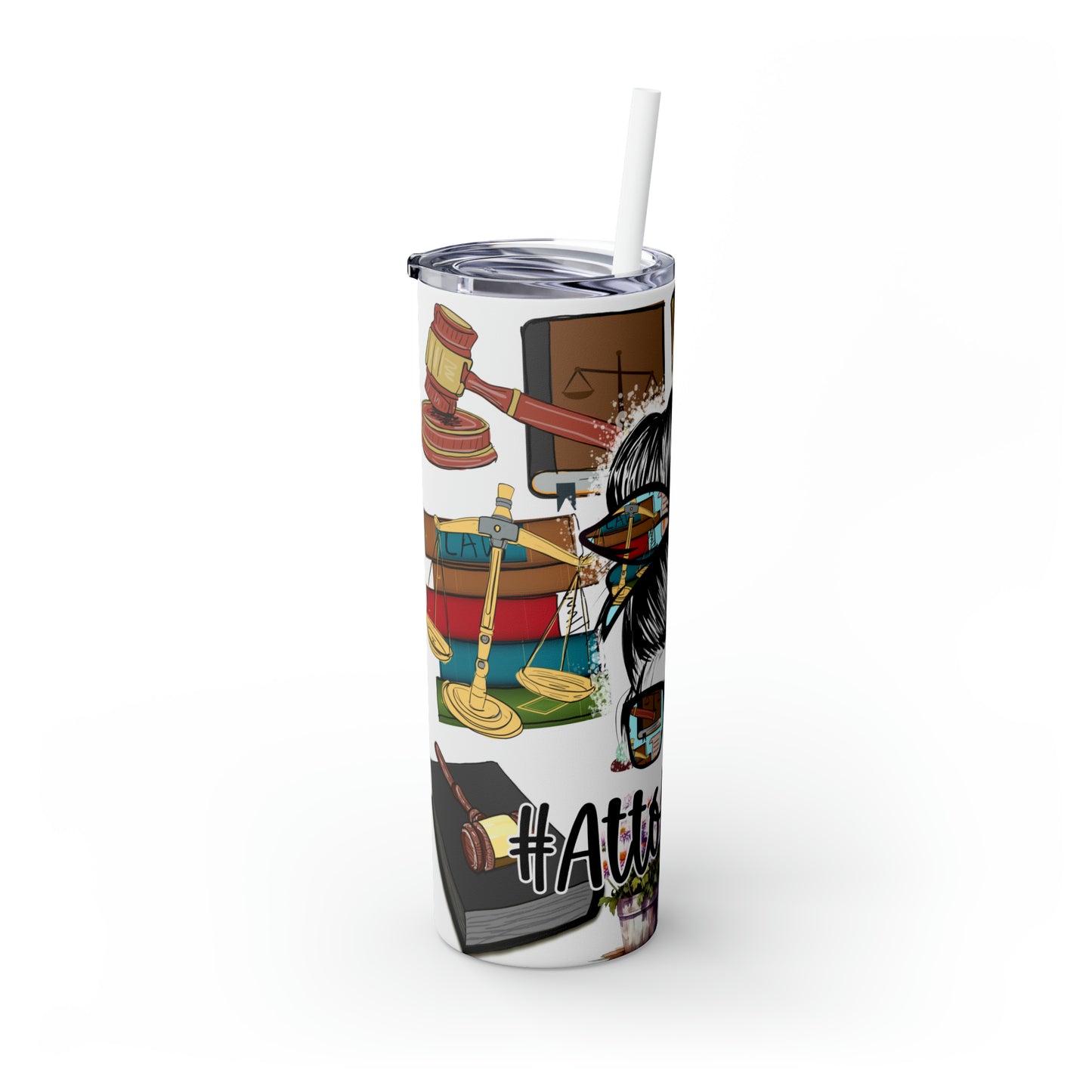 Skinny Tumbler with Straw, 20oz, Attorney