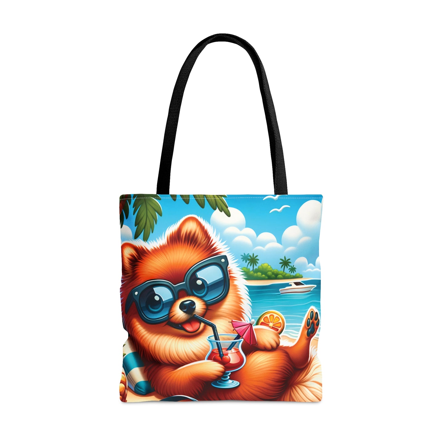 Tote Bag, Dog on Beach, Pomeranian, Tote bag, awd-1231