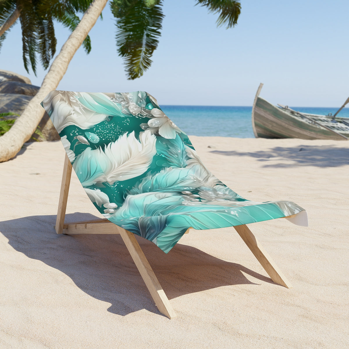 Beach Towel,  Turquoise Floral, Polycotton Towel, 2 sizes Available