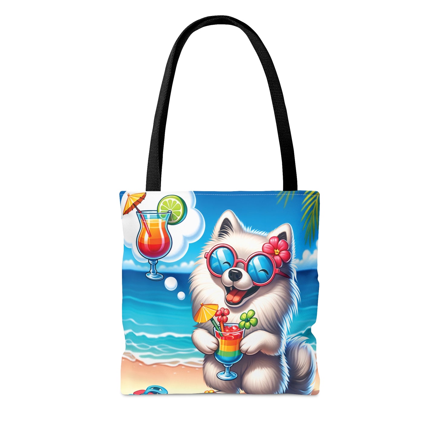 Tote Bag, Dog on Beach, American Eskimo, Tote bag, awd-1115