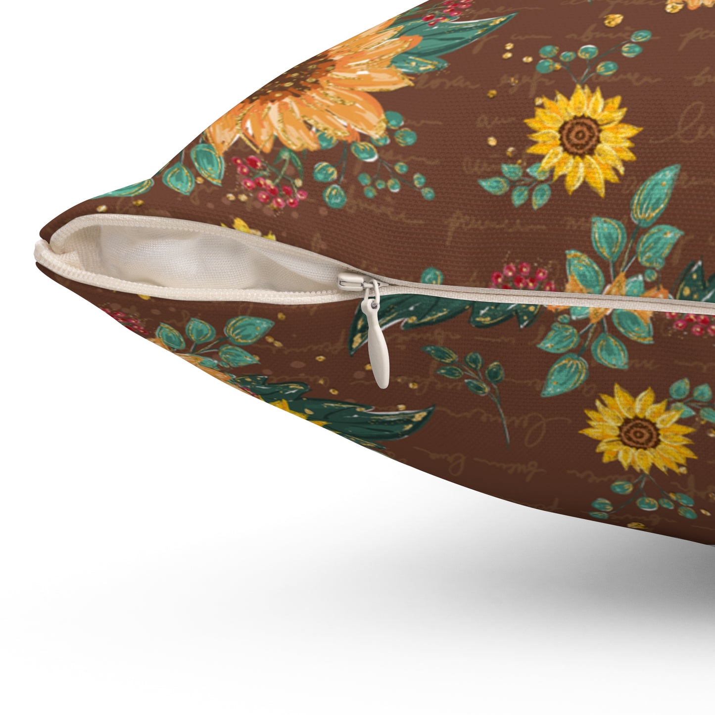 Spun Polyester Square Pillow, Sunflower Cushion, Floral Cushion