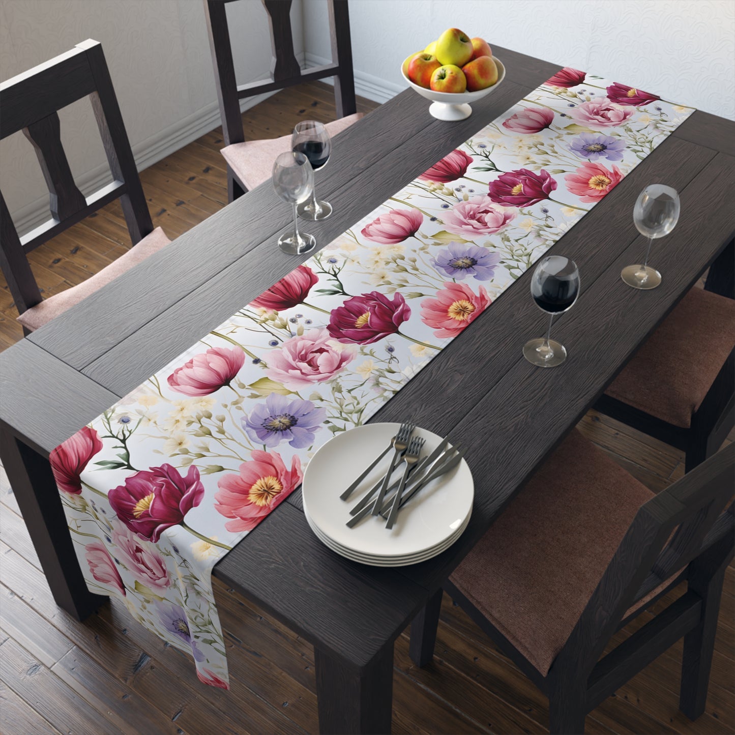 Floral Table Runner, Cotton Twill and Poly Available