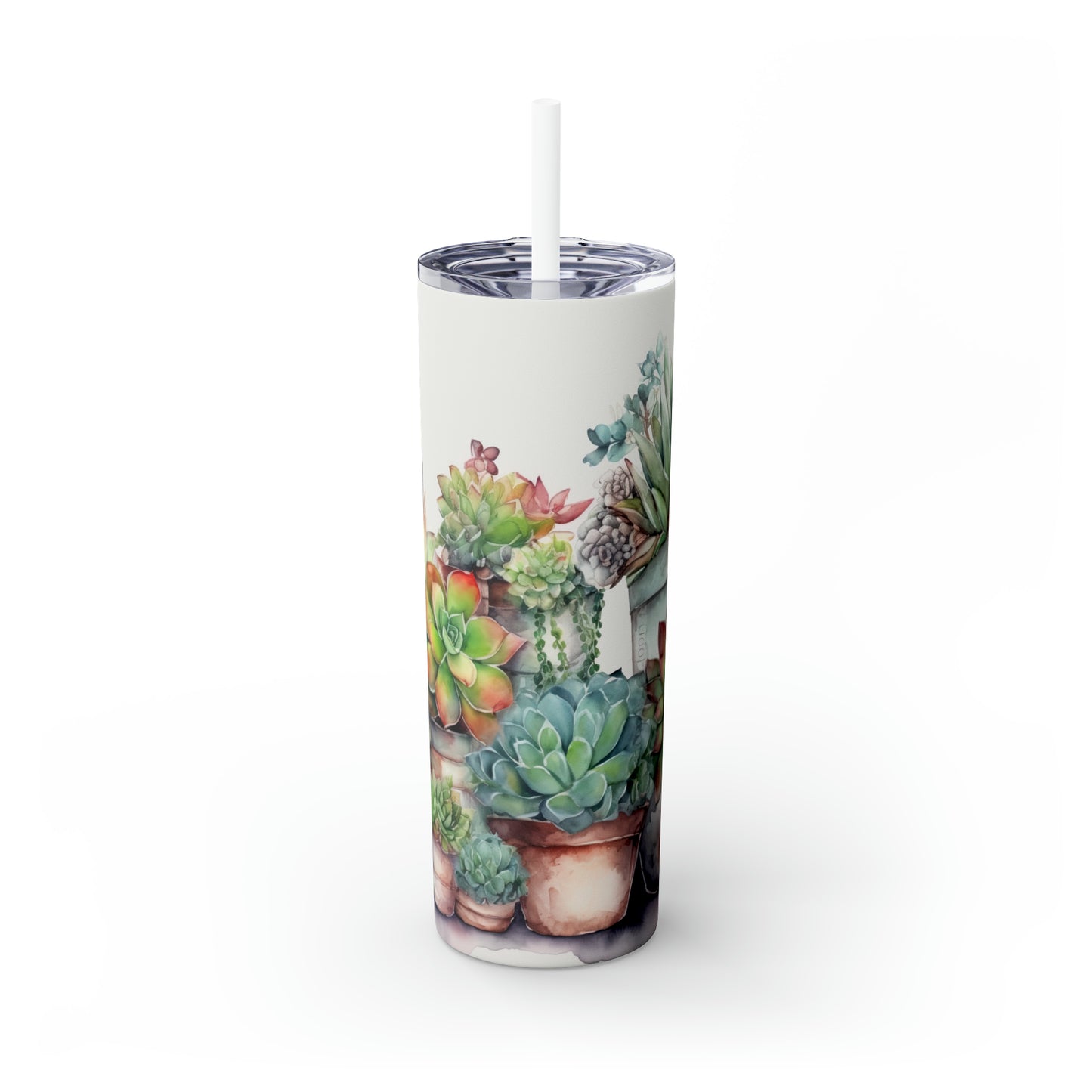 Skinny Tumbler with Straw, 20oz, Cactus