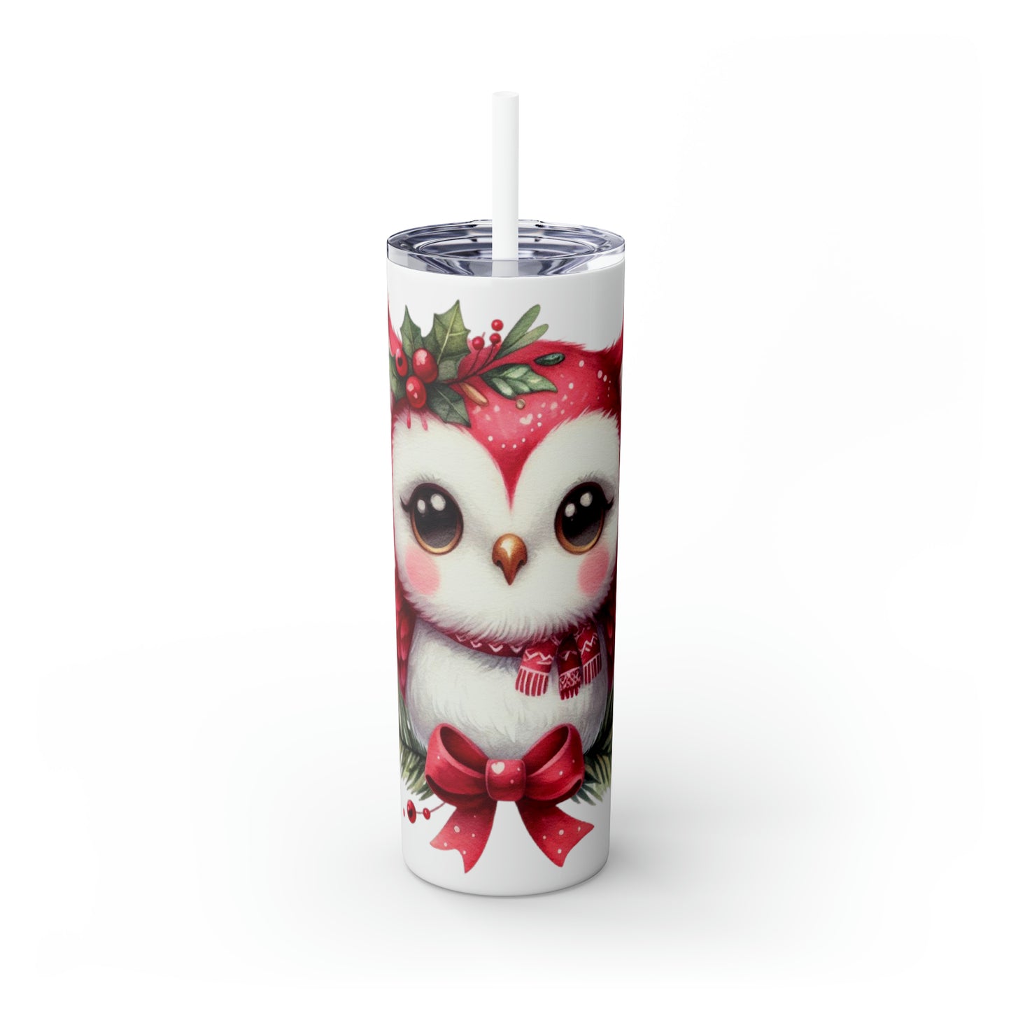 Skinny Tumbler with Straw, 20oz, Owl