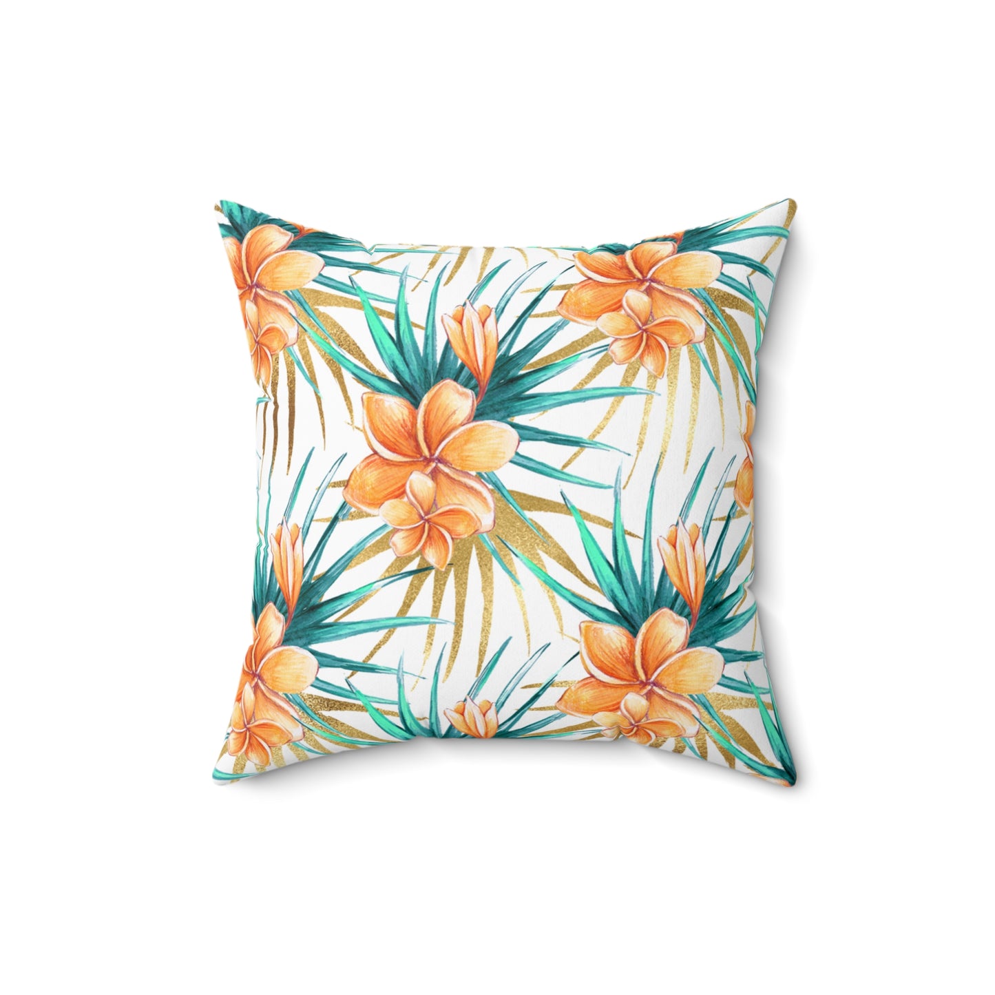 Spun Polyester Square Pillow, Summer Floral Cushion