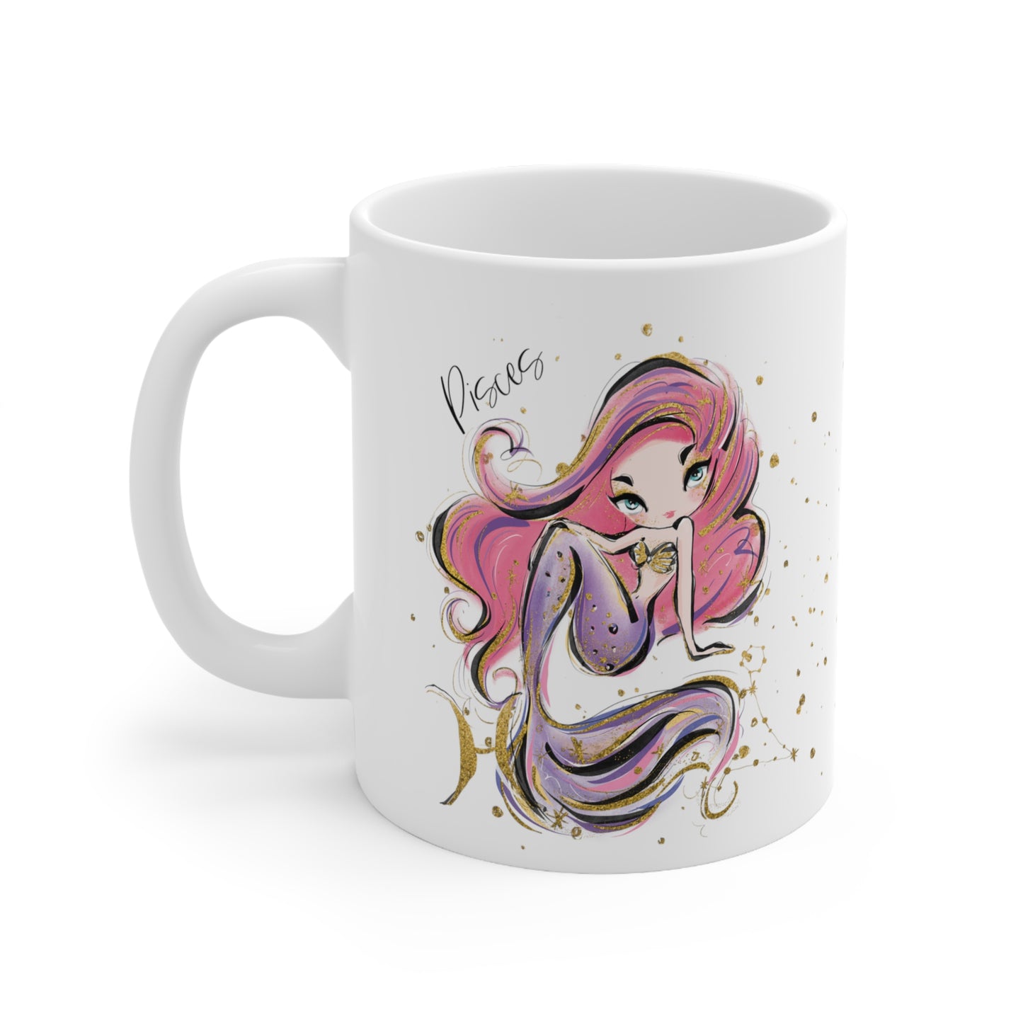 Personalised/Non Personalised Zodiac Sign, Pisces, Ceramic Mug 11oz