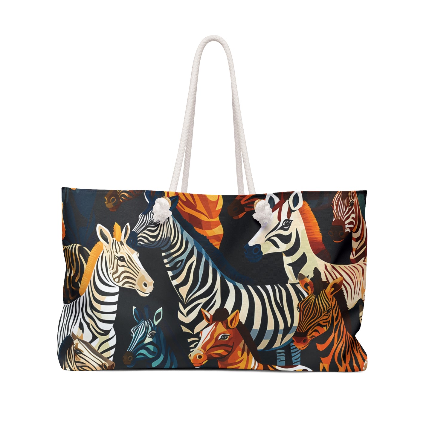 Personalised/Non-Personalised Weekender Bag, Wild Animals, Zebras, Large Weekender Bag, Beach Bag, Book Bag