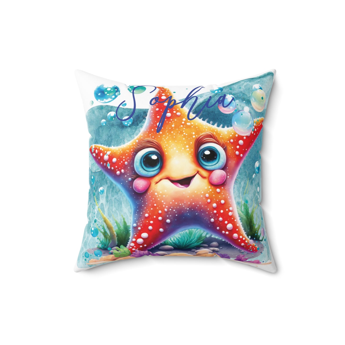 Personalised Polyester Square Cushion, Starfish cushion