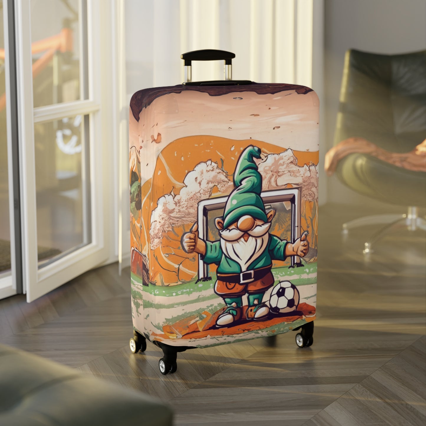 Luggage Cover, Retro Soccer Gnome, awd-5027