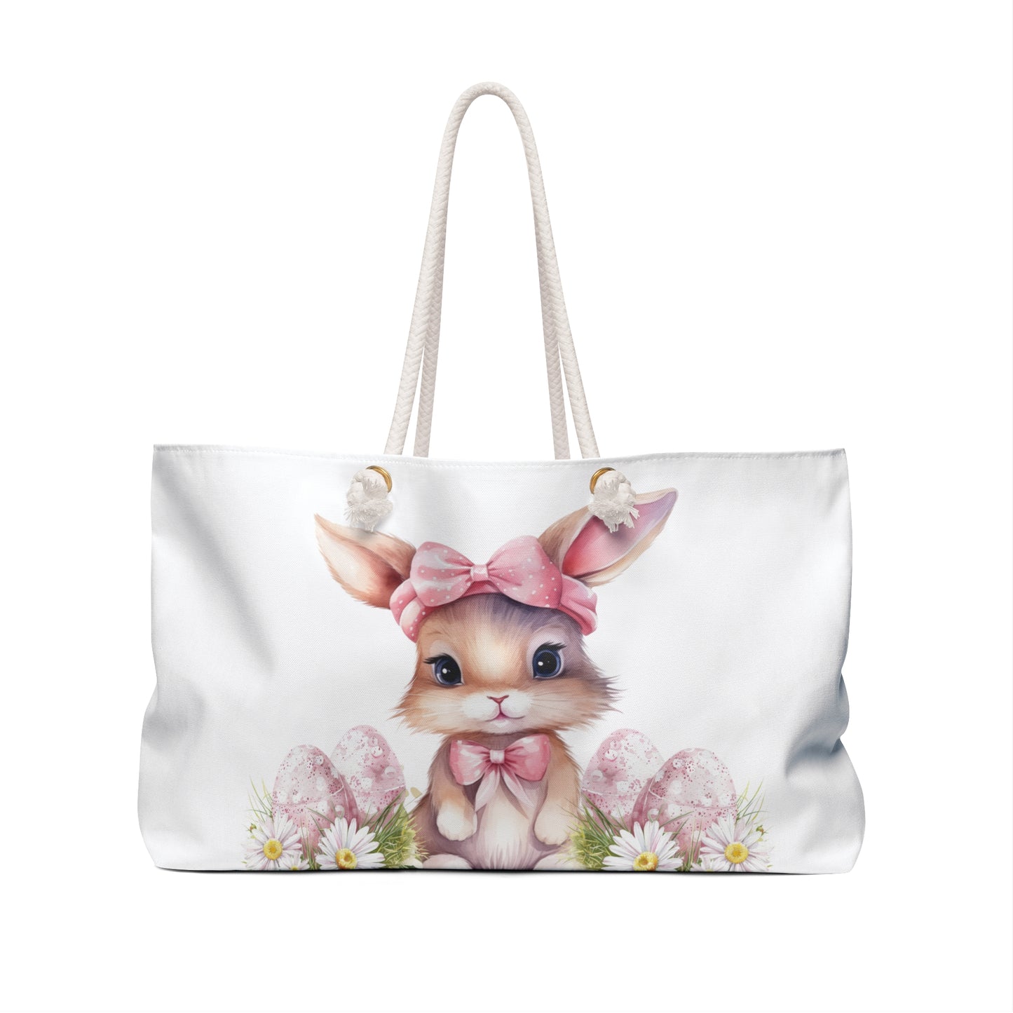 Personalised/Non-Personalised Weekender Bag, Easter Bunny, Rabbit, Large Weekender Bag, Beach Bag, Book Bag