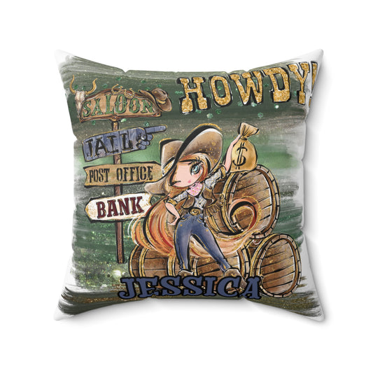 Personalised Howdy Cushion, Red Hair Blue Eyes, Polyester Square Cushion, Christmas cushion