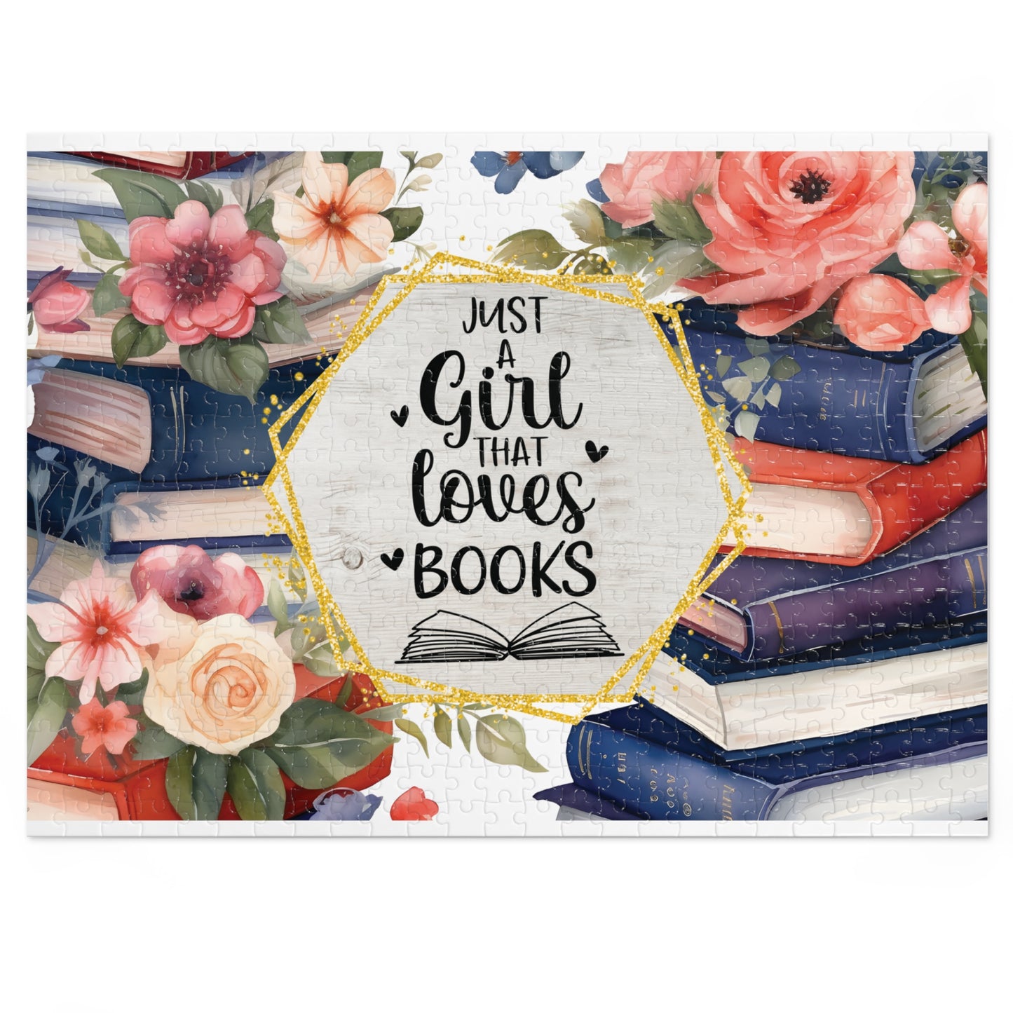 Jigsaw Puzzle, Book Lovers, Just a Girl who Loves Books, Personalised/Non-Personalised (30, 110, 252, 500,1000-Piece)