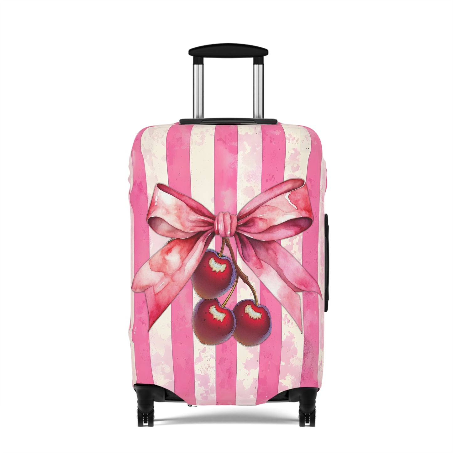 Luggage Cover, Rockabilly, Coquette, Candy Stripe, Cherries and Ribbon, awd-2516