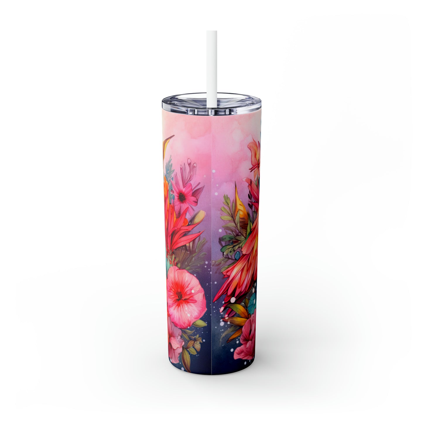 Skinny Tumbler with Straw, 20oz, Flamingo, awd-243