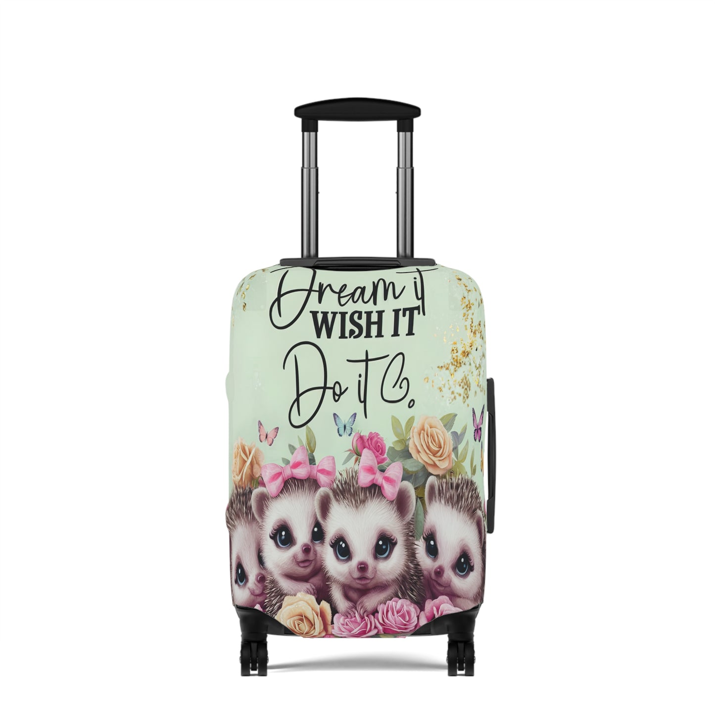 Luggage Cover, Cute Hedgehogs, Dream it, Wish it, Do it, awd-1650