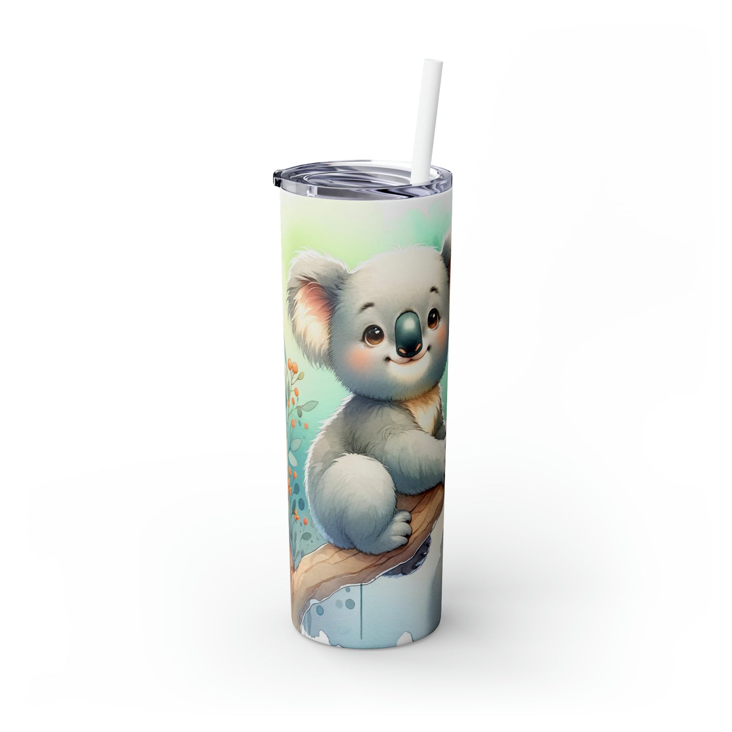 Skinny Tumbler with Straw, 20oz, Koala