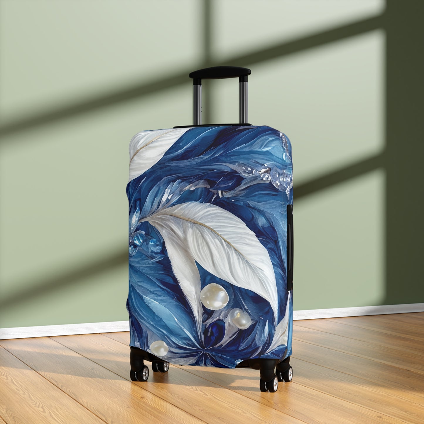 Luggage Cover, Blue Floral-2