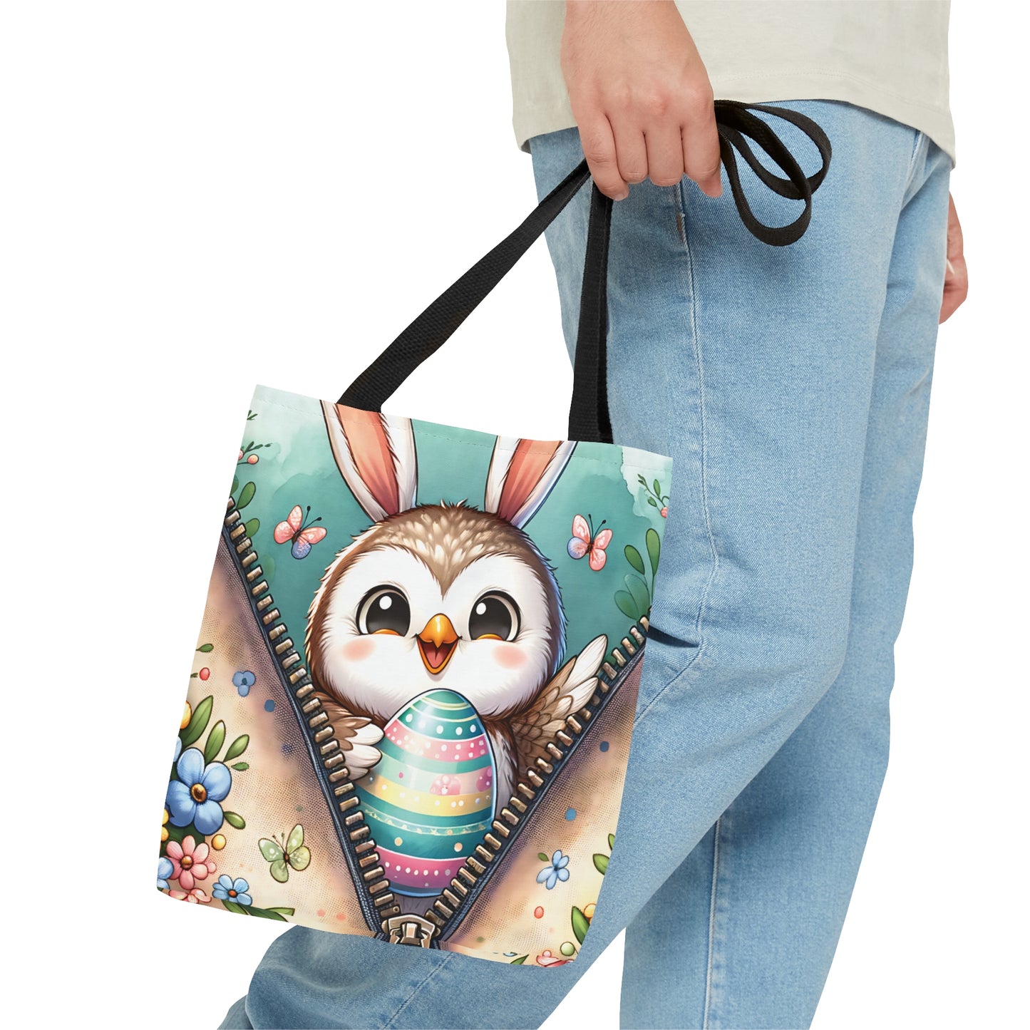 Tote Bag, Easter, Cute Owl with Bunny Ears, Personalised/Non-Personalised Tote bag