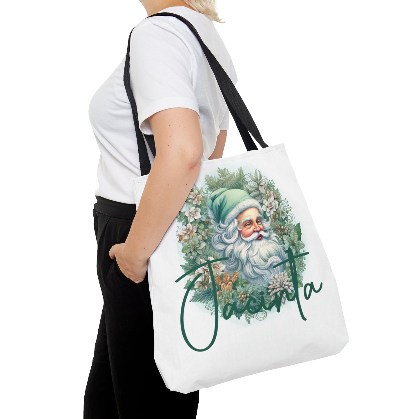 Santa wreath Personalised Tote Bag, Christmas bag, Christmas Tote Bag, Personalised/Non-Personalised