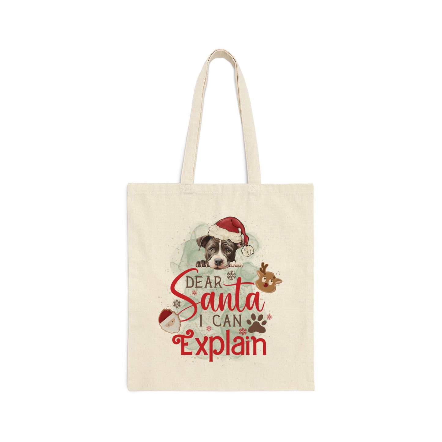 Cotton Canvas Tote Bag, Dog Paws Bag, Dear Santa Bag, Dear Santa Tote, Christmas Bag, Dog Christmas Tote Bag